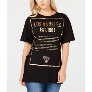 GUESS lace up logo t-shirt